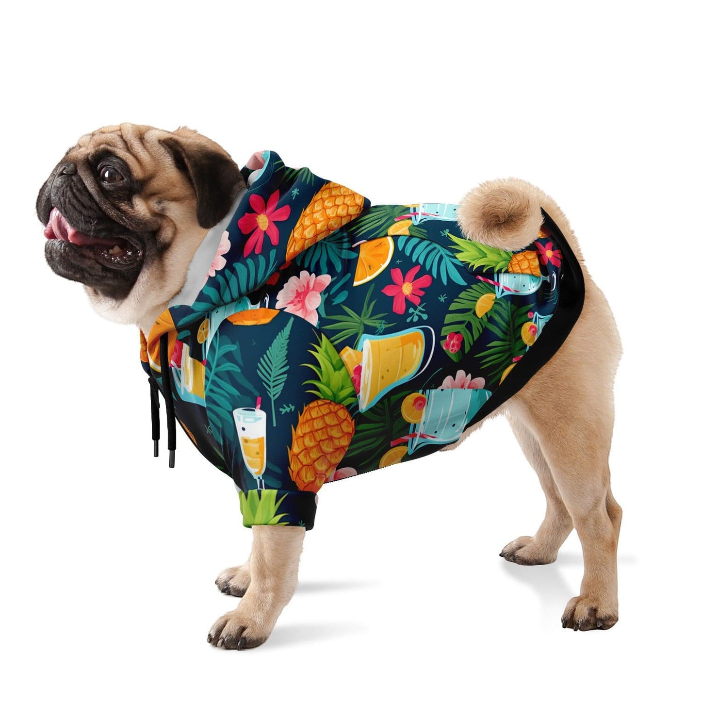 Subliminator Fashion Dog Zip-Up Hoodie - AOP XXS Fashion Dog Zip-Up Hoodie - AOP - Cocktails and Pineapples Matching Pet and Owner Apparel