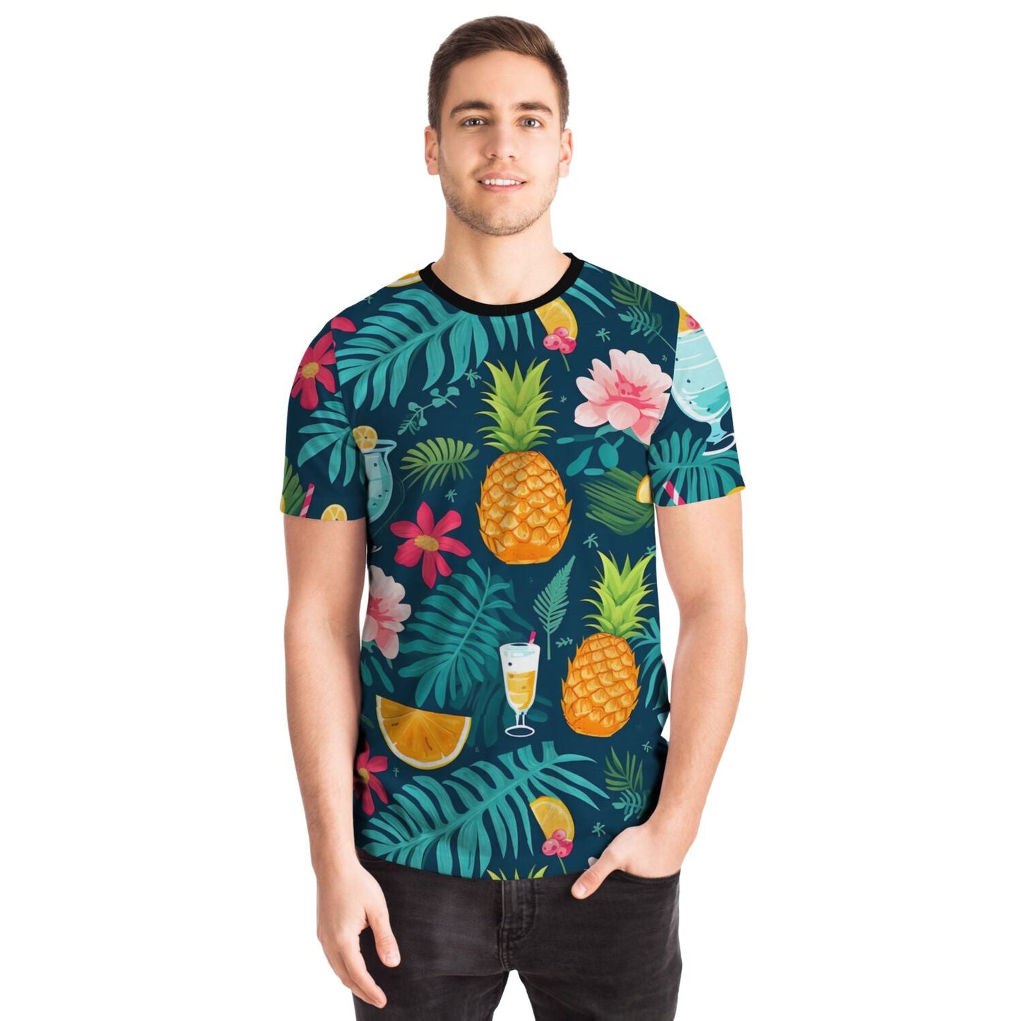 Subliminator T-shirt Men's T-shirt - Cocktails and Pineapples Matching Pet and Owner Apparel