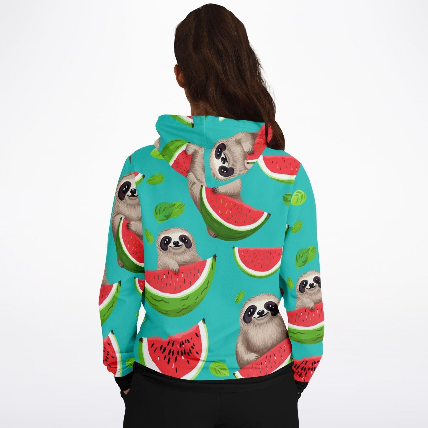 Subliminator Athletic Hoodie - AOP XS Women's Athletic Hoodie - AOP - Tropical Sloth Matching Pet and Owner Apparel