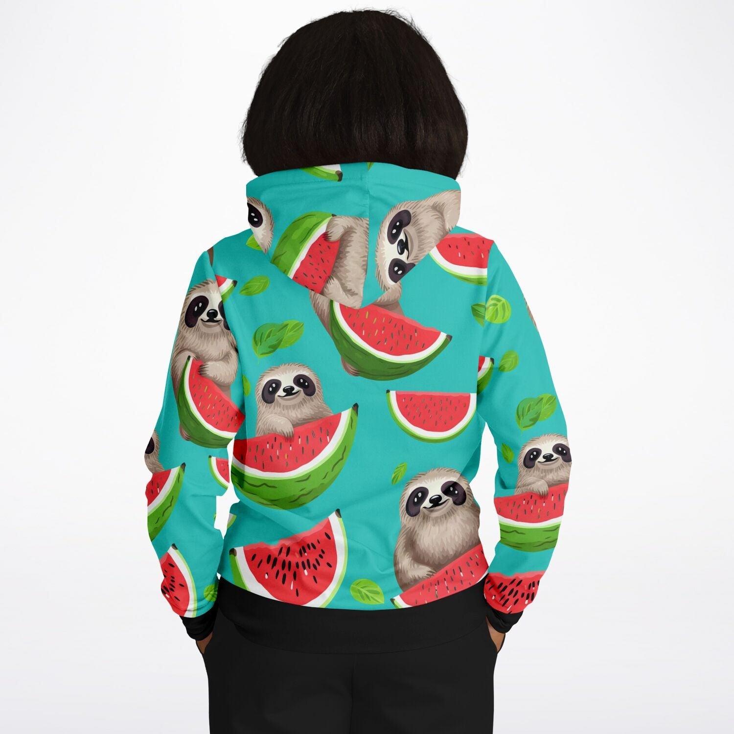 Subliminator Athletic Hoodie - AOP Women's Athletic Hoodie - AOP - Tropical Sloth Matching Pet and Owner Apparel