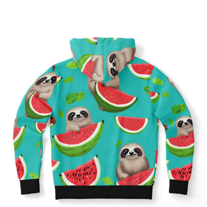 Subliminator Athletic Hoodie - AOP Women's Athletic Hoodie - AOP - Tropical Sloth Matching Pet and Owner Apparel