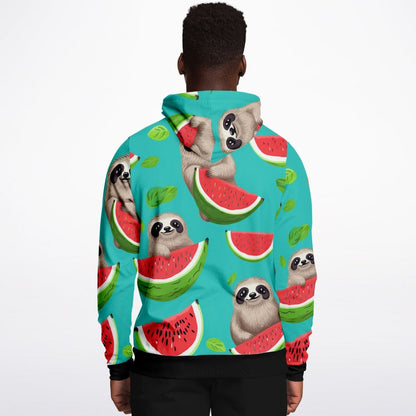 Subliminator Athletic Hoodie - AOP Men's Athletic Hoodie - AOP - Tropical Sloth Matching Pet and Owner Apparel