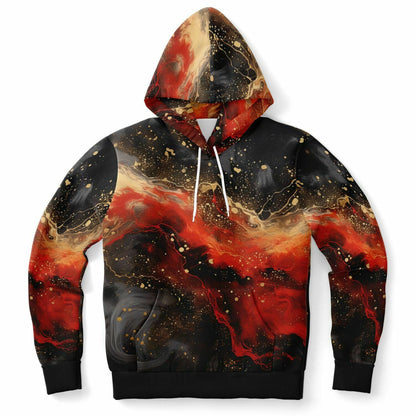 Subliminator Athletic Hoodie - AOP XS Women's Athletic Hoodie - AOP - Red and Black Pour Paint Matching Pet and Owner Apparel