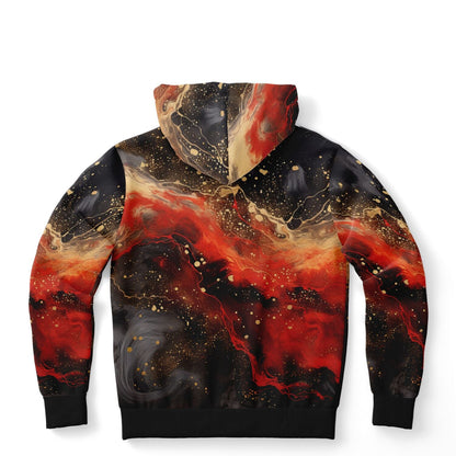 Subliminator Athletic Hoodie - AOP Women's Athletic Hoodie - AOP - Red and Black Pour Paint Matching Pet and Owner Apparel