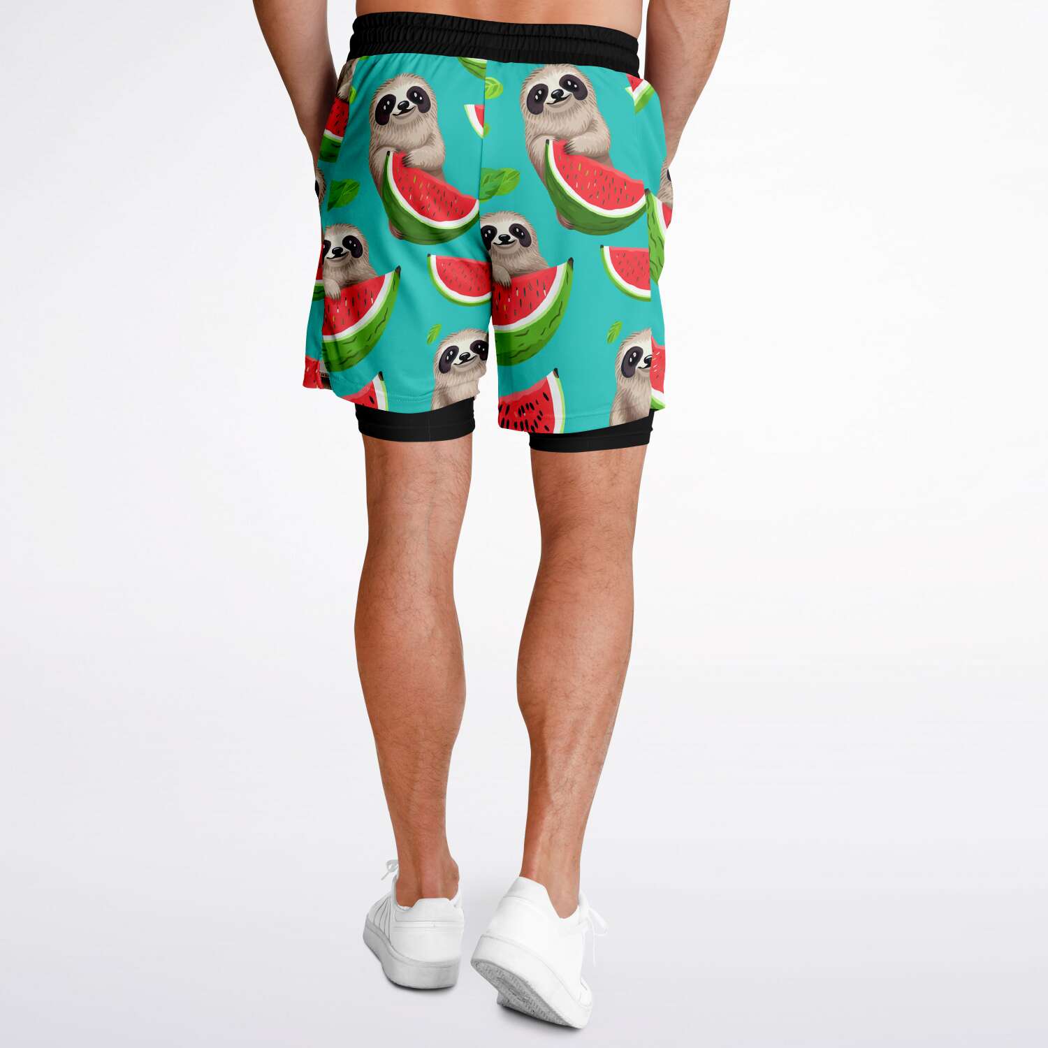 Subliminator Men's 2-in-1 Shorts - AOP Men's 2-in-1 Shorts - AOP - Tropical Sloth Matching Pet and Owner Apparel