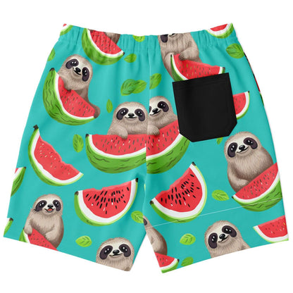 Subliminator Athletic Long Shorts - AOP Long Shorts - Tropical Sloth Matching Pet and Owner Apparel