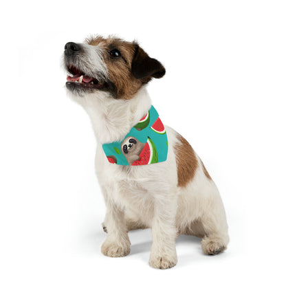 Printify Pets S Pet Bandana Collar - Tropical Sloth Eating Watermelon Matching Pet and Owner Apparel