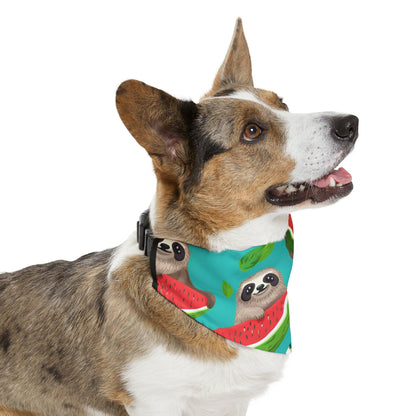 Printify Pets Pet Bandana Collar - Tropical Sloth Eating Watermelon Matching Pet and Owner Apparel