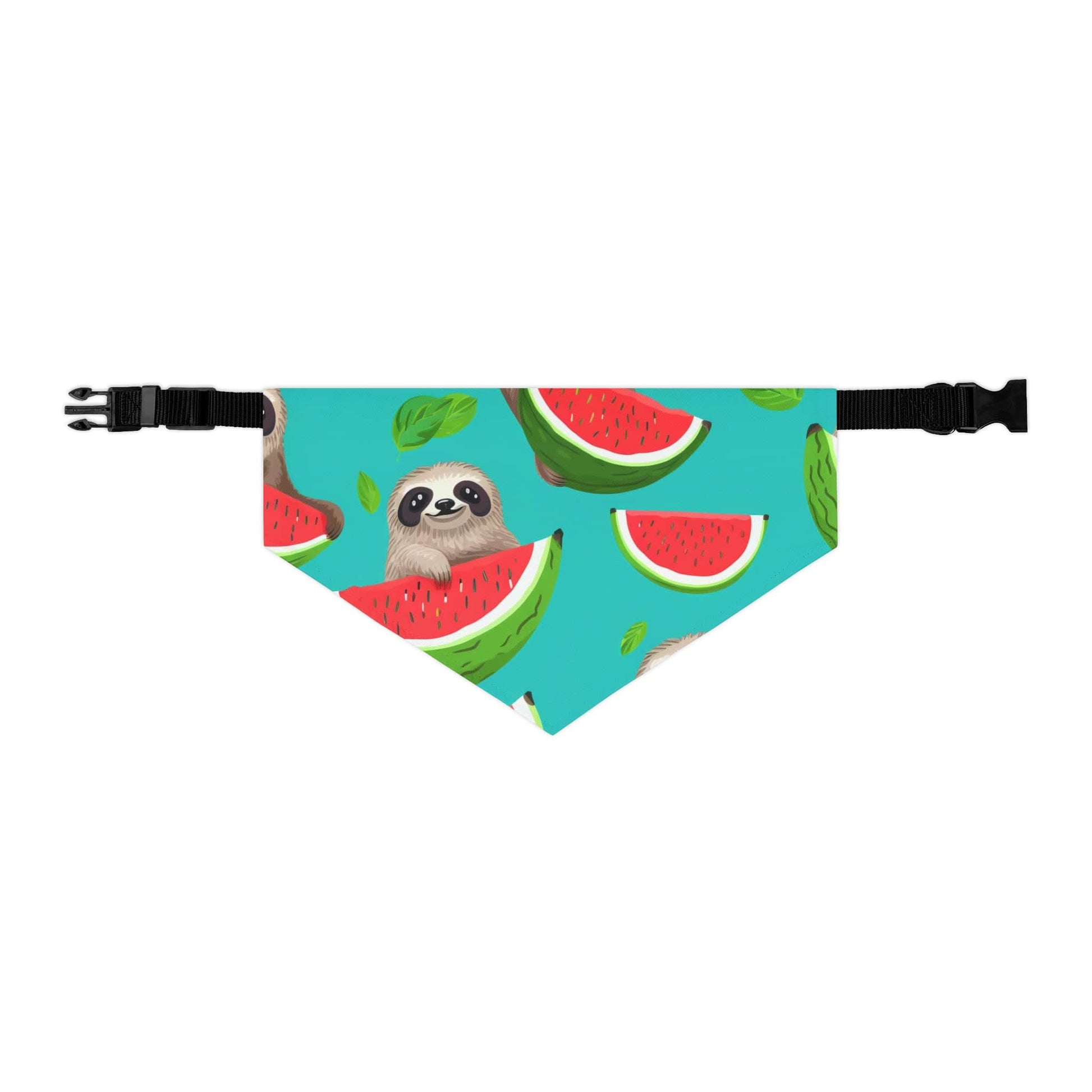 Printify Pets Pet Bandana Collar - Tropical Sloth Eating Watermelon Matching Pet and Owner Apparel