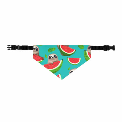 Printify Pets Pet Bandana Collar - Tropical Sloth Eating Watermelon Matching Pet and Owner Apparel