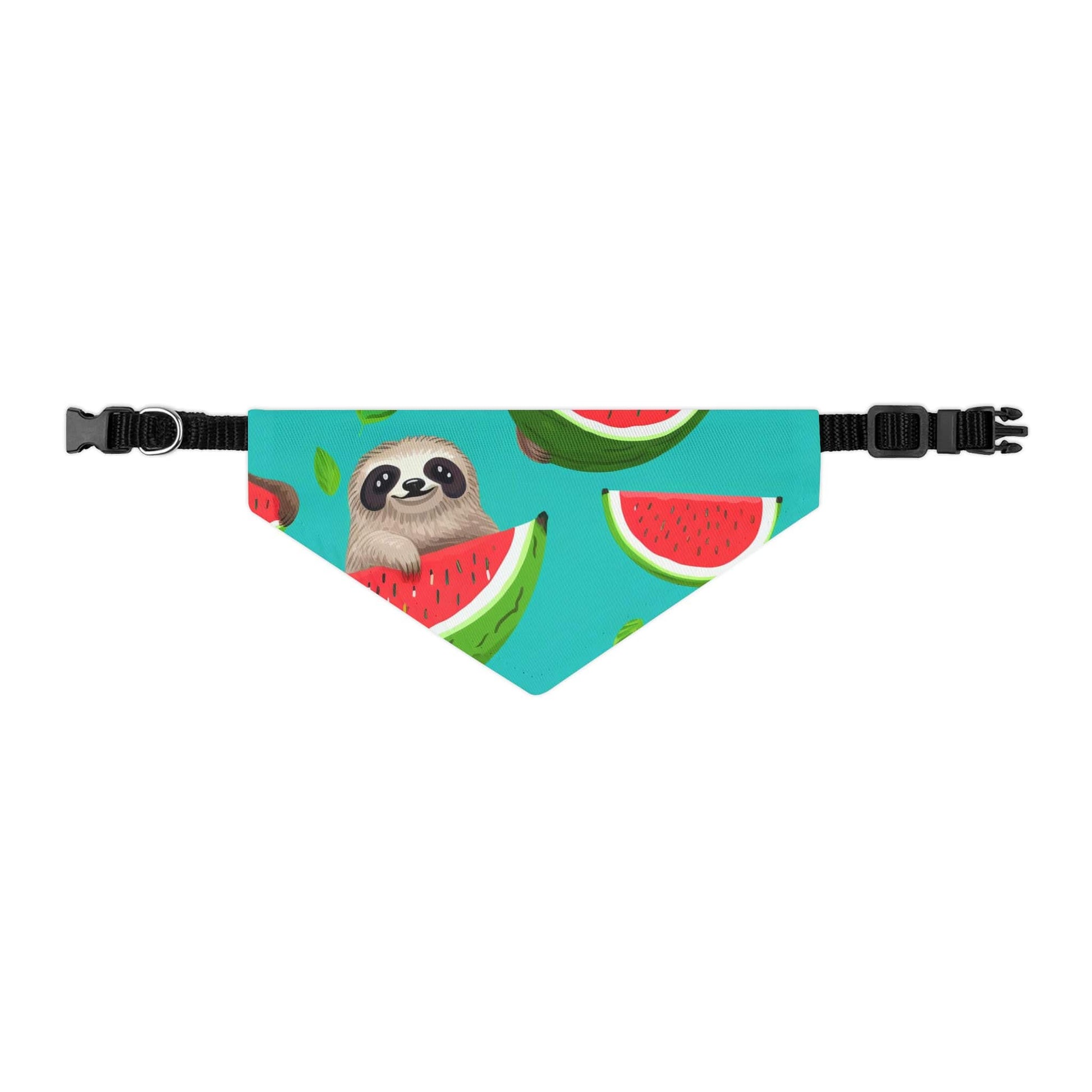 Printify Pets Pet Bandana Collar - Tropical Sloth Eating Watermelon Matching Pet and Owner Apparel