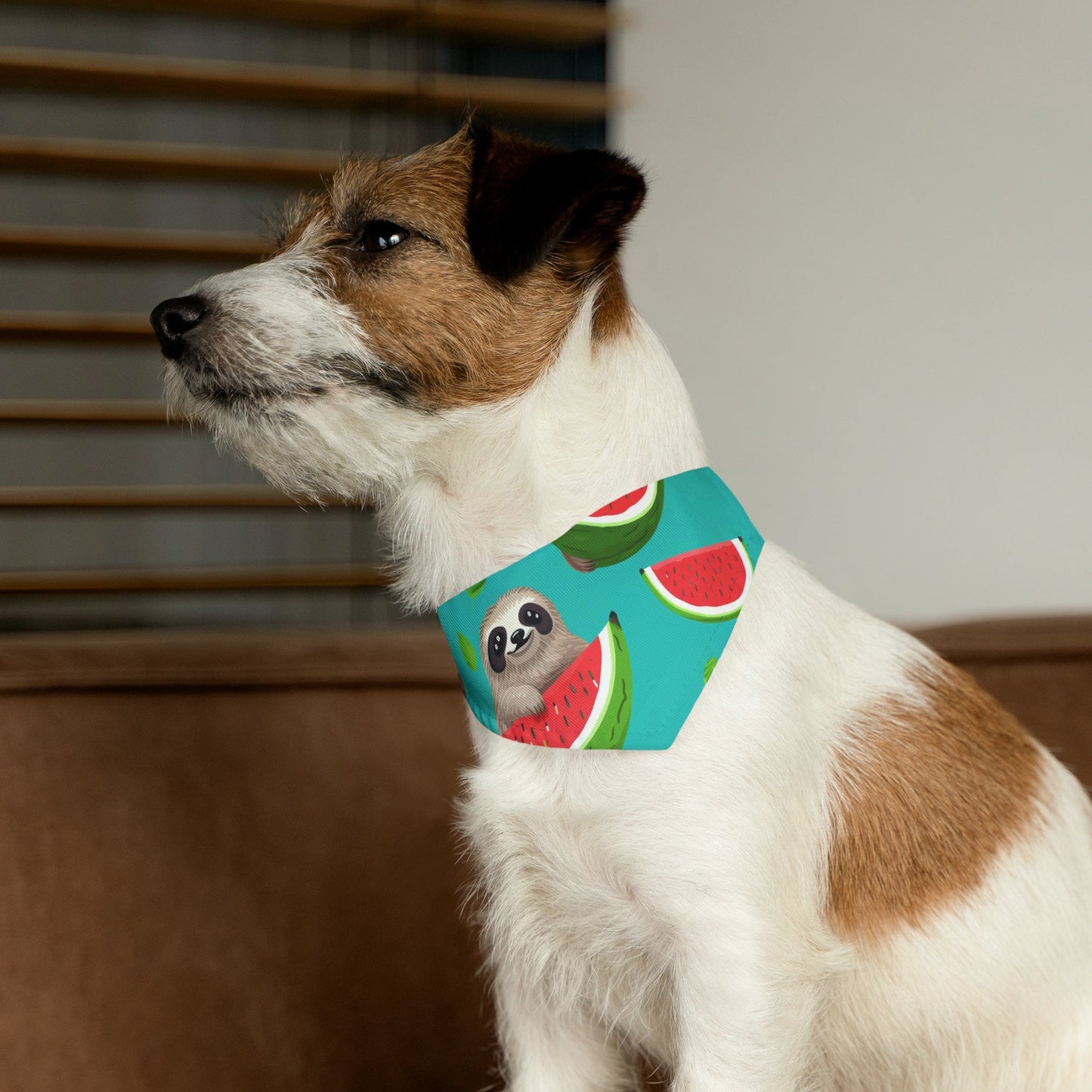 Printify Pets Pet Bandana Collar - Tropical Sloth Eating Watermelon Matching Pet and Owner Apparel